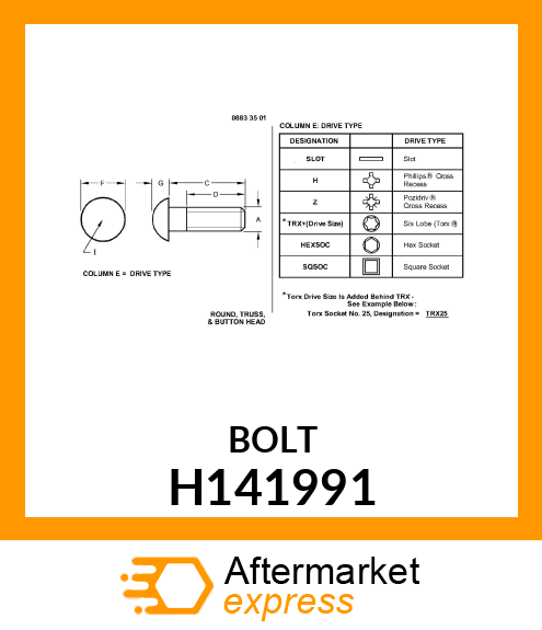 BOLT, BOLT H141991