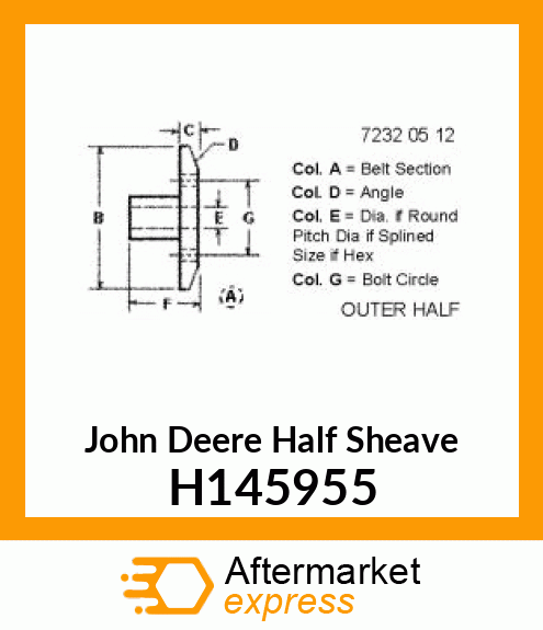 SHEAVE HALF, OUTER, 425 O.D. H145955