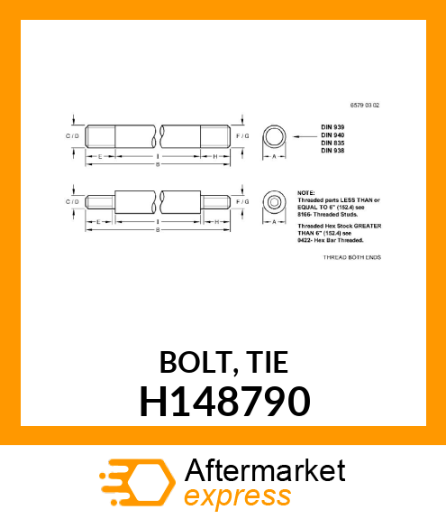 BOLT, TIE H148790