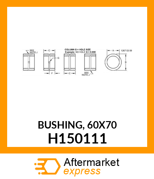 BUSHING, 60X70 H150111