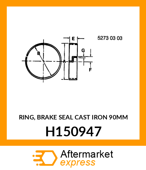 RING, BRAKE SEAL CAST IRON 90MM H150947