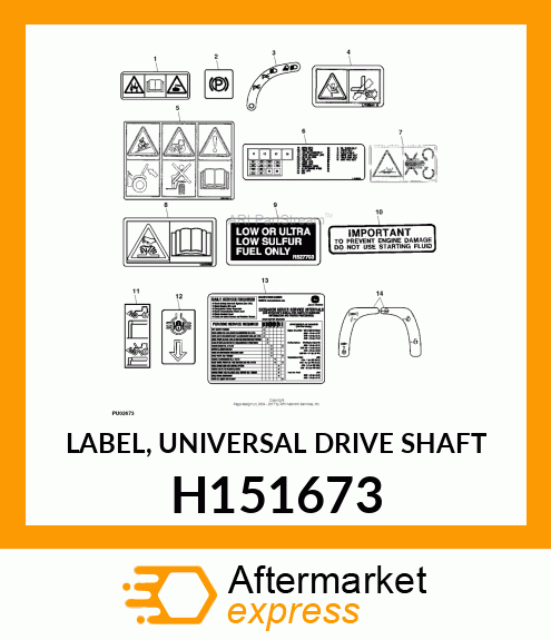 LABEL, UNIVERSAL DRIVE SHAFT H151673