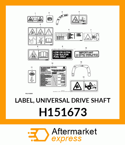 LABEL, UNIVERSAL DRIVE SHAFT H151673