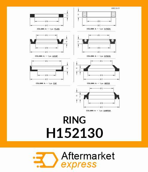 RING, SEAL, PISTON (2 1/8"UNITIZED) H152130