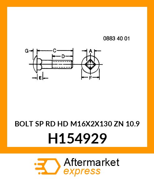 BOLT SP RD HD M16X2X130 ZN 10.9 H154929