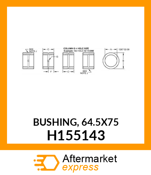 BUSHING, 64.5X75 H155143