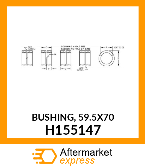 BUSHING, 59.5X70 H155147