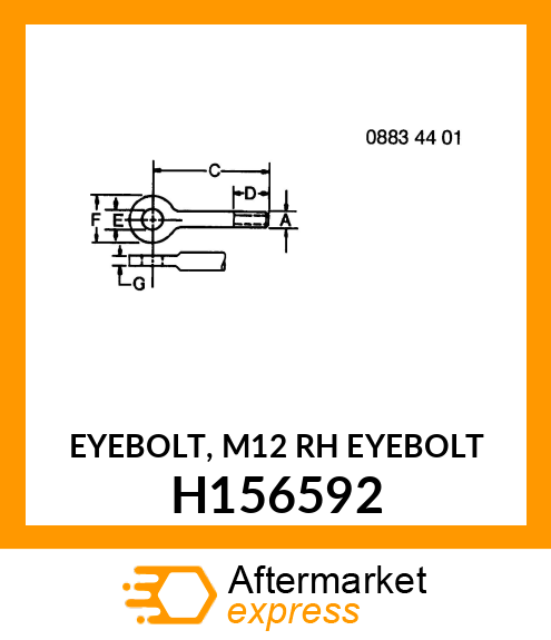 EYEBOLT, M12 RH EYEBOLT H156592