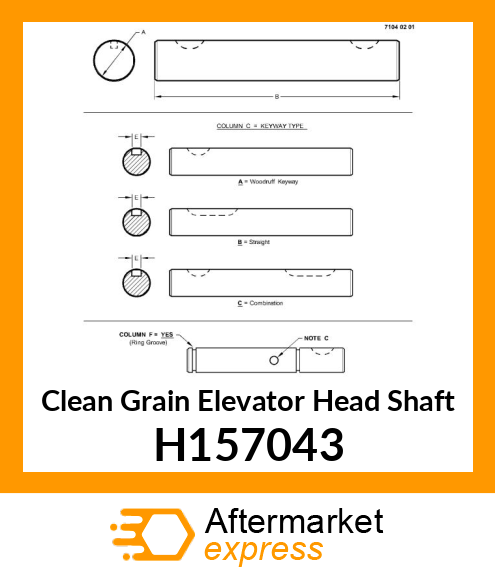 SHAFT, SHAFT TOP CLEAN GRAIN ELEV H157043