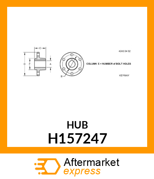 HUB, CHAFF SPREADER PUMP H157247