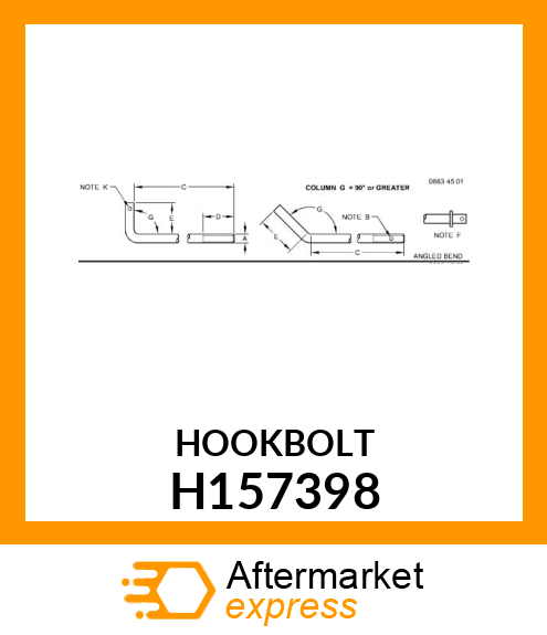 HOOK BOLT, HOOK BOLT DISCHARGE BEAT H157398