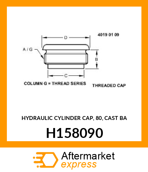 HYDRAULIC CYLINDER CAP, 80, CAST BA H158090