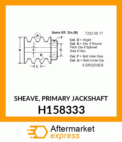 SHEAVE, PRIMARY JACKSHAFT H158333