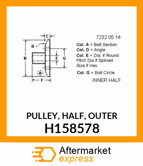 PULLEY, HALF, OUTER H158578