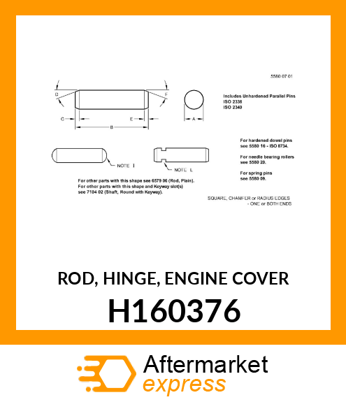 ROD, HINGE, ENGINE COVER H160376