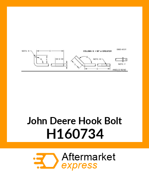 HOOK BOLT, HOOK BOLT FRONT END DRIV H160734