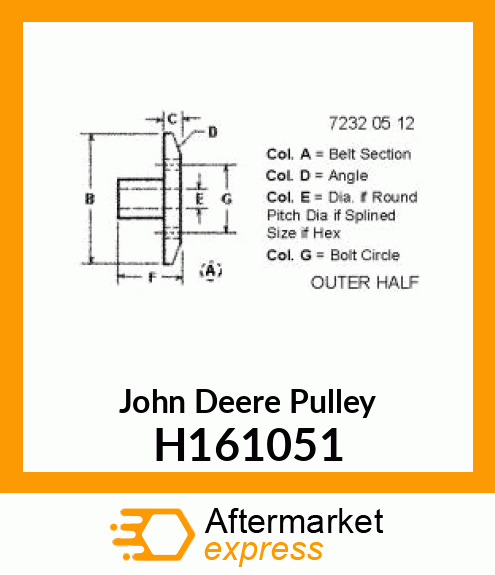 SHEAVE 1/2, INNER FAN DRVR, STD SPD H161051