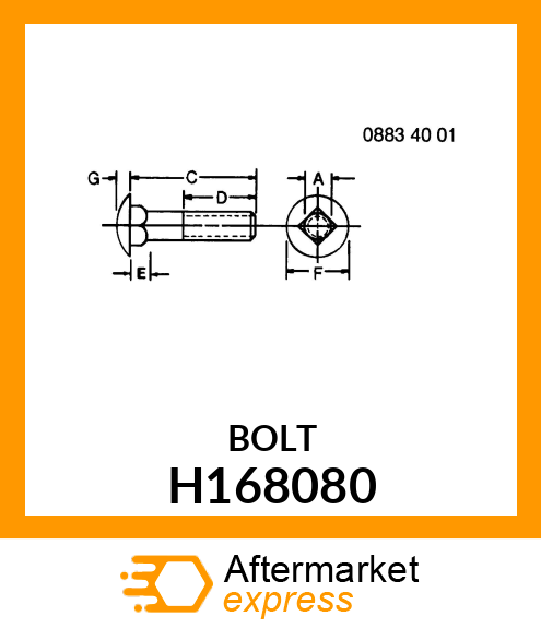 BOLT, ROUND HEAD H168080