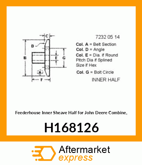 SHEAVE HALF, INNER 26 DEGREE H168126