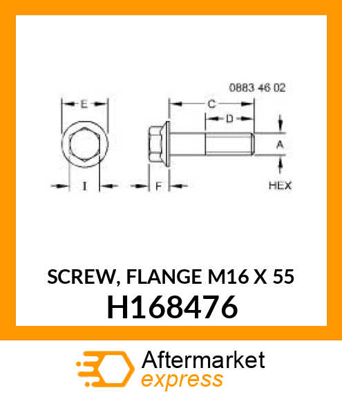 SCREW, FLANGE M16 X 55 H168476