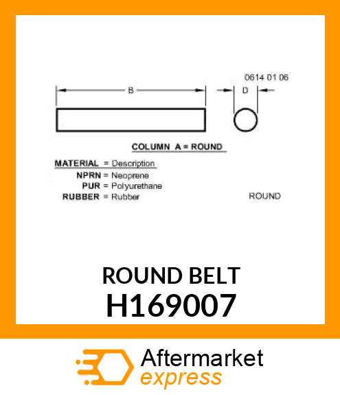 BELT, 11.1 ROUND SECTION H169007