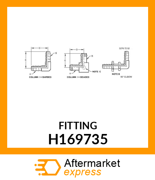 FITTING, 90 DEG BARB, FUEL RETURN H169735