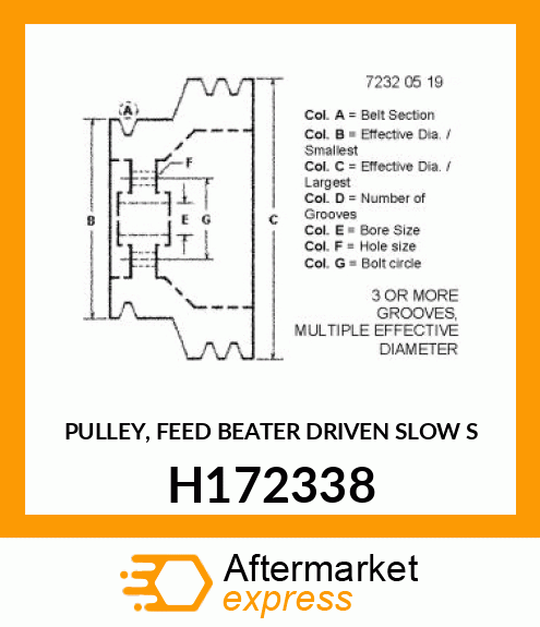 PULLEY, FEED BEATER DRIVEN H172338