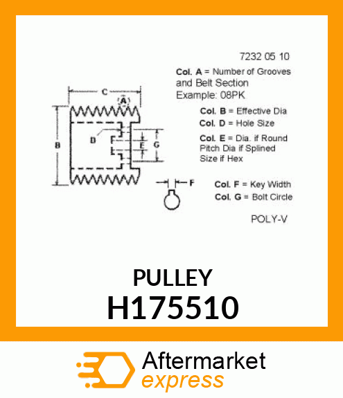 PULLEY, ALTERNATOR (95/120AMP) H175510