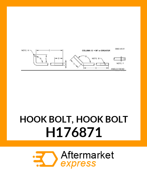 HOOK BOLT, HOOK BOLT H176871