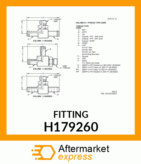 FITTING, BARB H179260