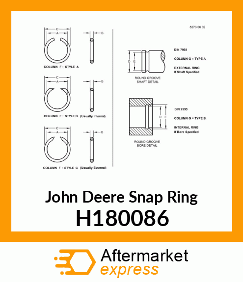 SNAP RING, RING, EXTERNAL SNAP 63.5 H180086