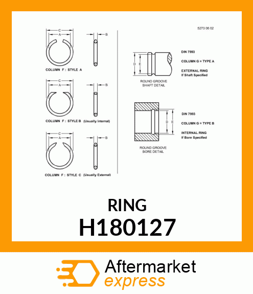 SNAP RING, EXTERNAL,69.85(2.75IN) H180127