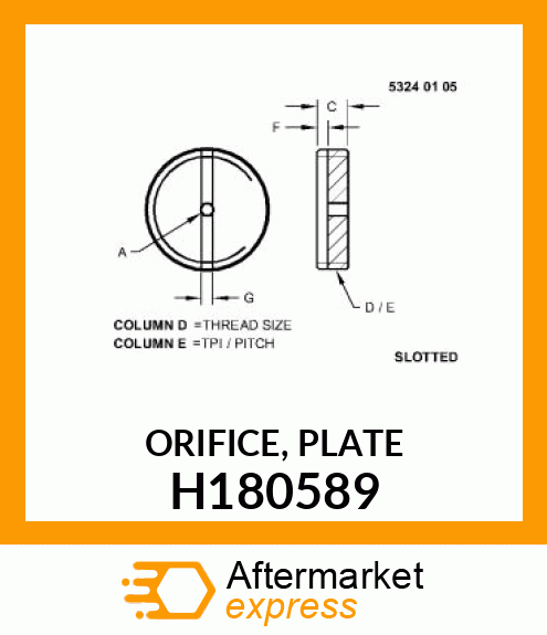 ORIFICE, PLATE H180589