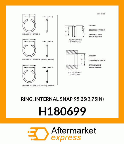RING, INTERNAL SNAP 95.25(3.75IN) H180699