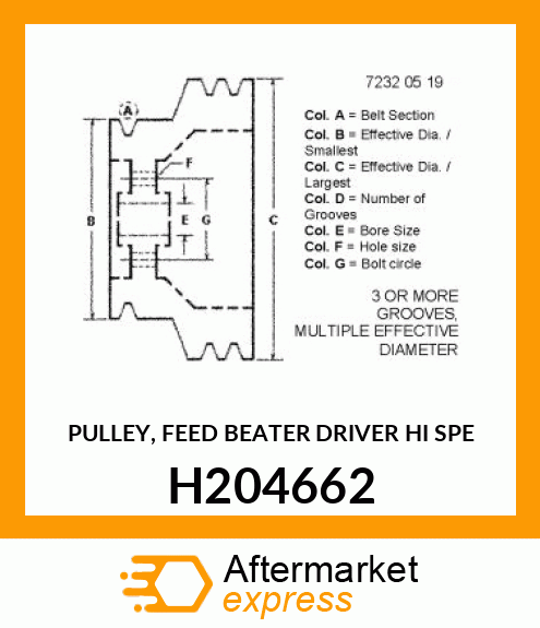 PULLEY, FEED BEATER DRIVER H204662