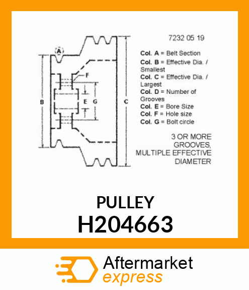 PULLEY, FEED BEATER, DRIVEN H204663