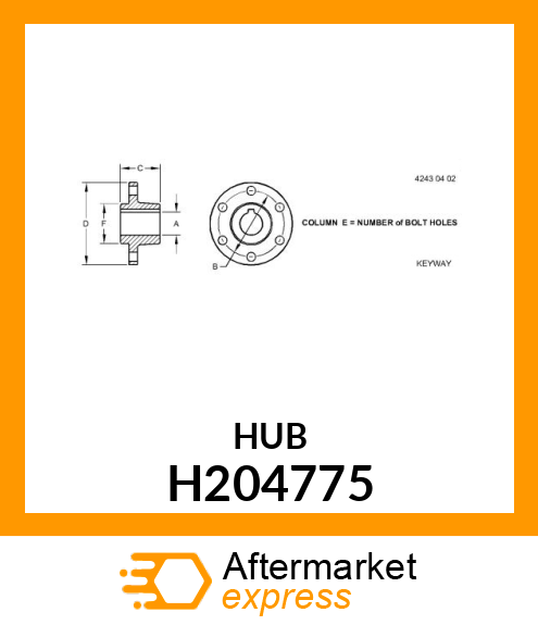 HUB, HUB, CHAFF SPREADER PUMP H204775