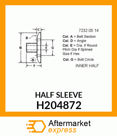 HALF SHEAVE, OUTER HALF, HI HP H204872