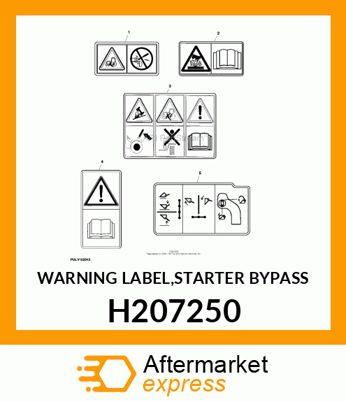 WARNING LABEL,STARTER BYPASS H207250