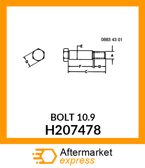 CAP SCREW, HEX HEAD SHOULDER BOLT H207478