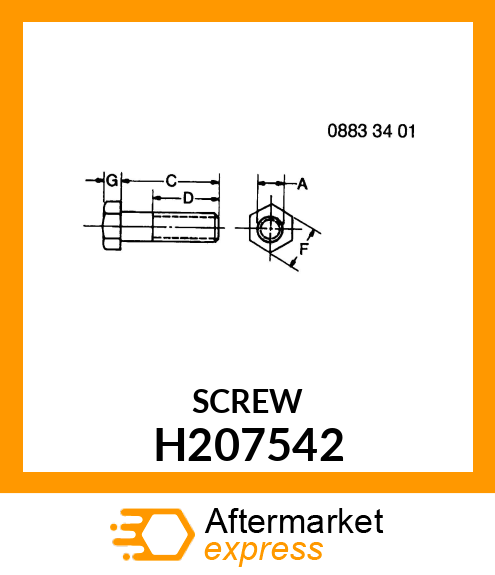 BOLT, M6 X 16 H207542