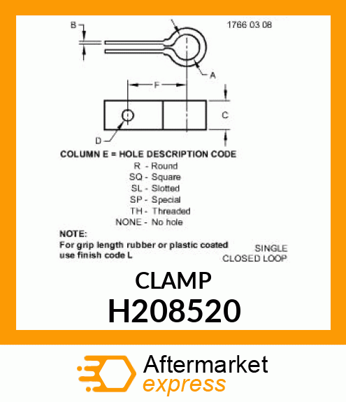 CLAMP,AIR INTAKE TUBE H208520