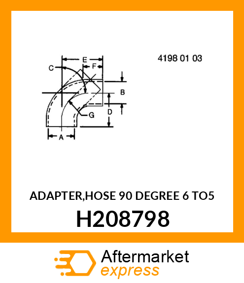 ADAPTER,HOSE 90 DEGREE 6 TO5 H208798