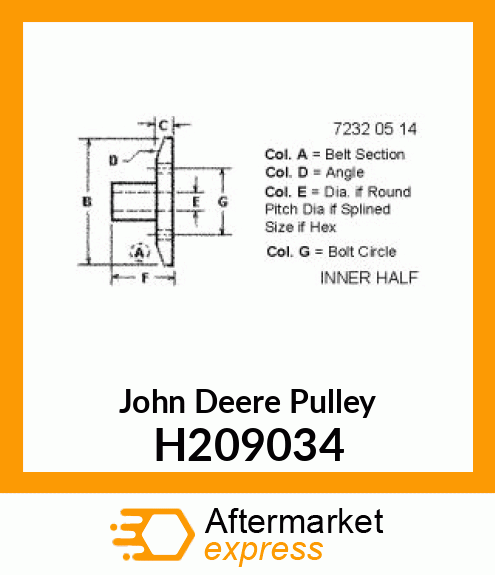 PULLEY HALF, INNER, V.S. H209034