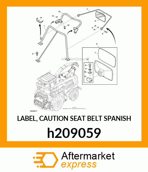 LABEL, CAUTION SEAT BELT SPANISH h209059