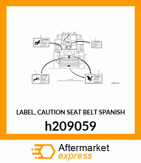 LABEL, CAUTION SEAT BELT SPANISH h209059