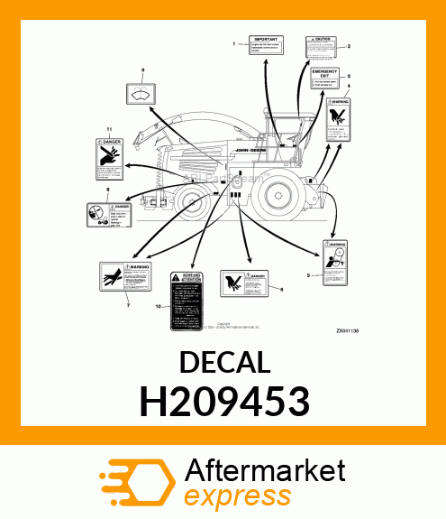 LABEL,SIGN, AUGER DANGER H209453