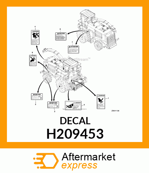 LABEL,SIGN, AUGER DANGER H209453