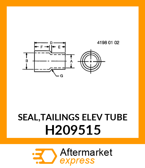 SEAL,TAILINGS ELEV TUBE H209515