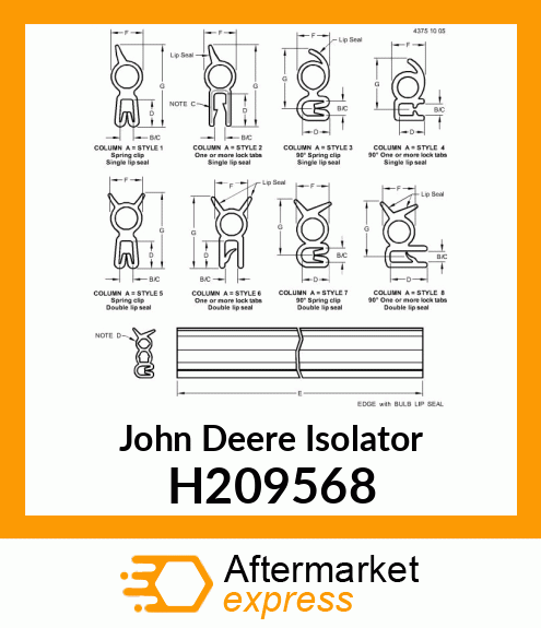 ISLOATOR, SEAL, DOOR LH ACCESS H209568